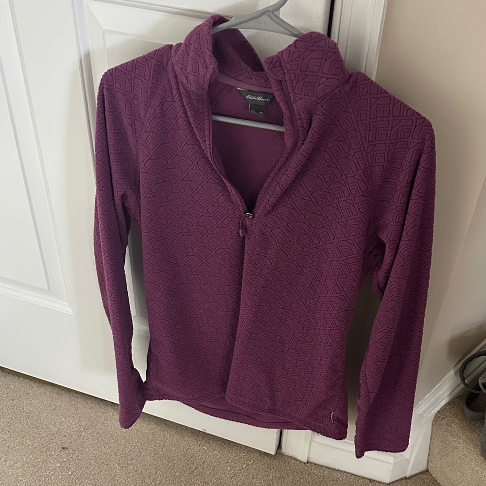 Eddie Bauer Textured Plum Quarter-Zip Pullover